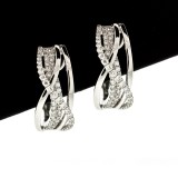 1.38 Cts. 18K White Gold Criss Cross Diamond Hoop Earrings